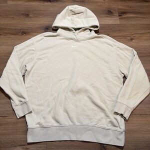 Nike Women's MEDIUM Sportswear Essential Collection Washed Cream Tan Fleece Hood
